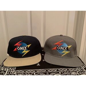 ONLY Logo Snapback Hats in Black and Gray